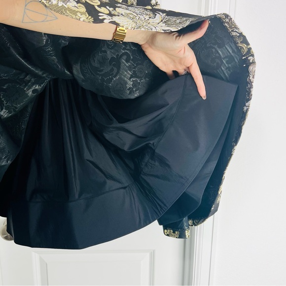 Alice + Olivia Fay Jacquard Corset Metallic Mini Dress Black Gold Silver 4 Small - Picture 10 of 14